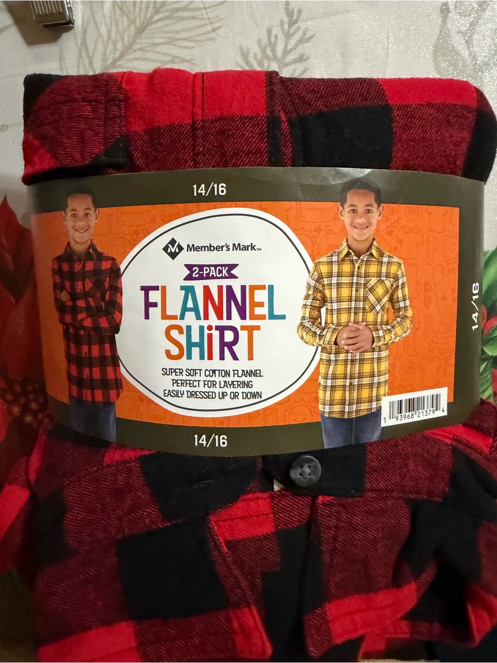Members Mark Flannel Button-Down Shirt for Kids (236) 2 pcs